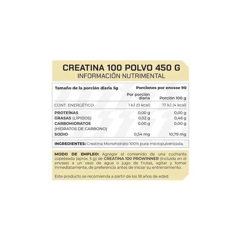 Pronat Prowinner Creatina 450g Sabor Natural 100 Pura