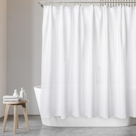 SANFINO® Premium Shower Curtain 180 x 200 cm - Waterproof Shower Curtain White for Bath and Shower - Anti-Mould Shower Curtain Textile - Antibacterial and Oeko-Tex Certified - White