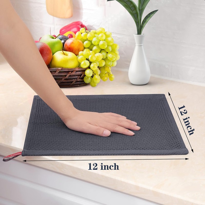 HYER KITCHEN 100% Cotton Waffle Weave Kitchen Dish Towels, Super