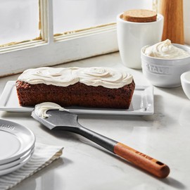 STAUB Silcone Spatula, Great for Mixing, Folding, Scraping, and Spreading, Durable BPA-Free Matte Black Silicone, Acacia Wood Handles, Safe for Nonstick Cooking Surfaces