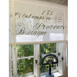 LillaBelle Raff Curtain Nice Sand 140 x 100 cm W x L (H) Roller Blind White Country House Vintage Shabby