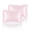 HommxJF Blush Pink Satin Ruffled Pillow Cases for Hair and