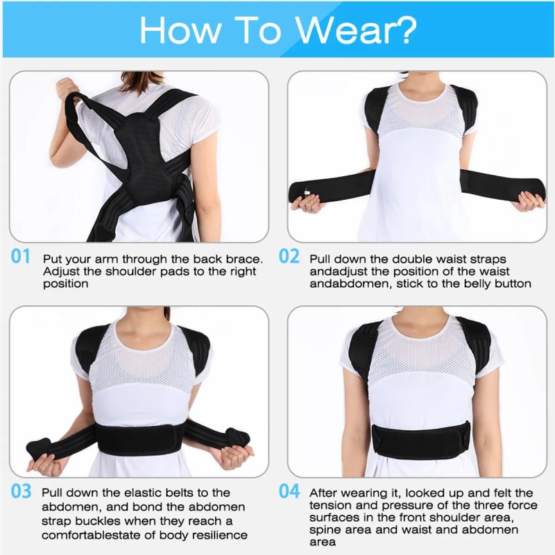 Corrector De Postura Espalda Con Faja Ajustable Para Niños