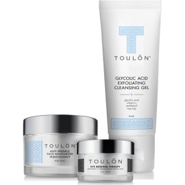 Anti Aging Skin Care Kits: Face Care Set: Glycolic Acid Face Cleanser / Alpha Hydroxy Face Wash, Glycolic Acid 10% Daily Moisturizer & Eye Cream for Dark Circles. Perfect Gift Set Kit for Women & Men