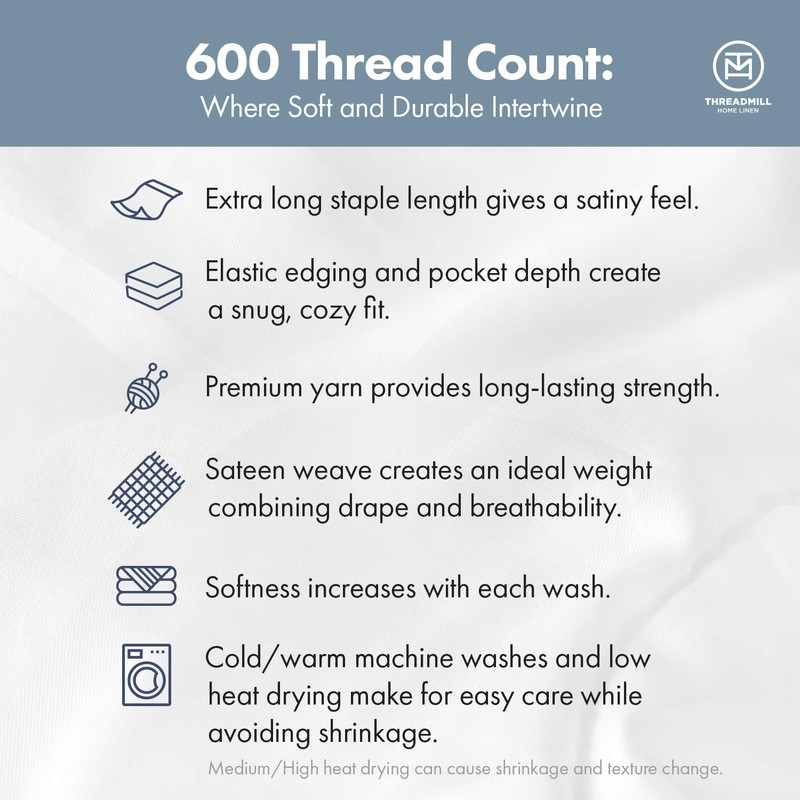Threadmill 100% Cotton Sheets for King Size Bed - 600