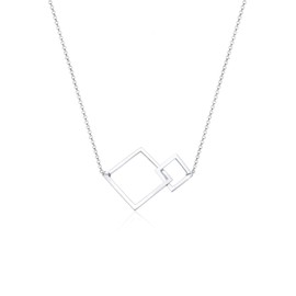 Elli Women's Necklace with Pendant Geo Square 925 Silver, 45 inches, Facet cut, No Gemstone