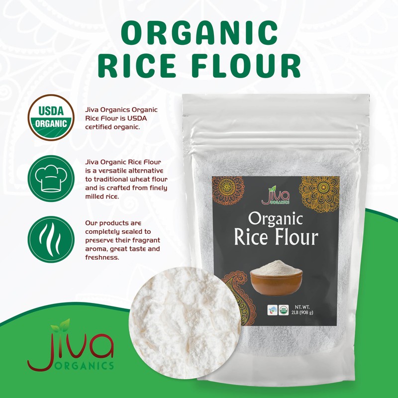 Jiva Organics Premium White Rice Flour 2 LB Bag -