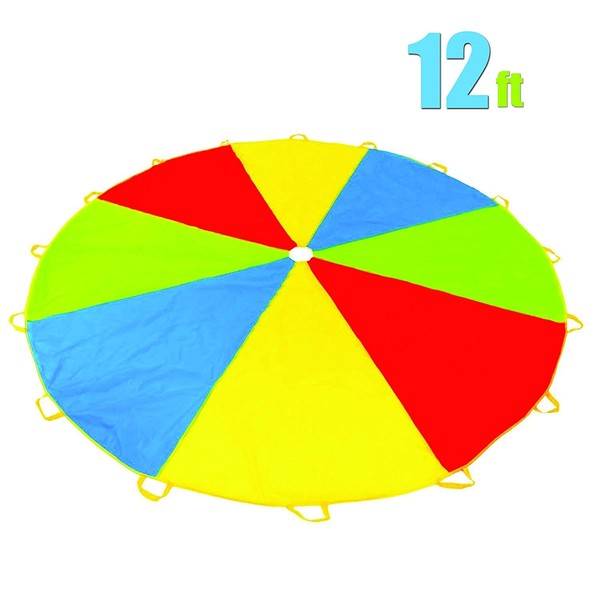 Play Platoon Parachute 12 Foot for Kids with 16 Handles Play Parachute - Multicolored Parachute