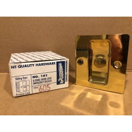 Newman Tonks Pocket Sliding Door Privacy Lock #101 605 POLISHED BRASS