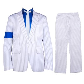 Shuang Hao Men's Classical 70s 80s Dance Costume Blue Armband Suit Cosplay Costume