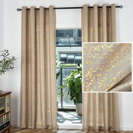 TERLYTEX Gold Curtains 95 Inches Long, Metallic Sparkle Gold Shimmer Curtains 2 Panels for Living Room, Grommet Privacy Glitter Semi-Shimmer Curtains, 52 x 95 Inch, Gold Taupe