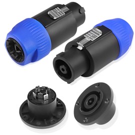 MEIRIYFA 8 Pole Speakon Connector Plug,NL4 Speak-On 8 Pin Male Audio Speaker Twist Lock Plugs and Female Panel Mount Plug Adapter for NL8FC, NL8FX, NLT8X, NL8FC, NL8FX (2Pack)