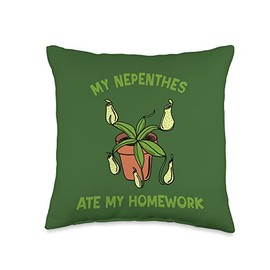 My Nepenthes Ate My Homework Funny Pitcher Plant Graphic Throw Pillow