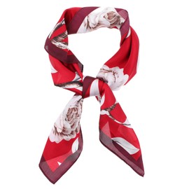 Wanmu Head Scarf for Women, Satin Neck Scarf, Hair Scarf, Printed Square Scarf Bandanas for Women (red)