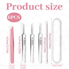 5PCS Ingrown Hair Tweezers,Professional Blackhead Remover Tool,Exquisite Blackhead Tweezers,Pink Eyelash Tweezers,Pointed Tweezers Suitable for Facial Care,Remove Pimple Blackhead Precision Tweezers