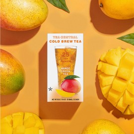 Life Plus Style Gourmet TEA CENTRAL Mango Green Tea Naturally Refreshing Cold Brew Tea Bags Ceylon Iced Green Tea Everyday Wellness Sweet Mango Fruit Tea 25 Tea Bags
