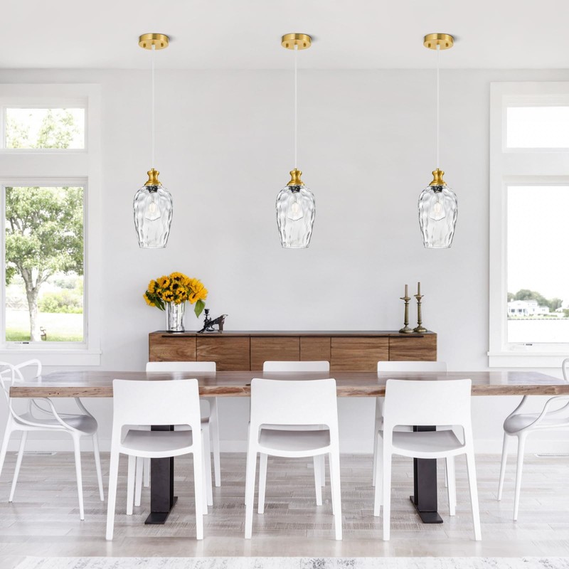 LBSQJ Glass Pendant Lights Kitchen Island 1 Pack 5.9" Clear