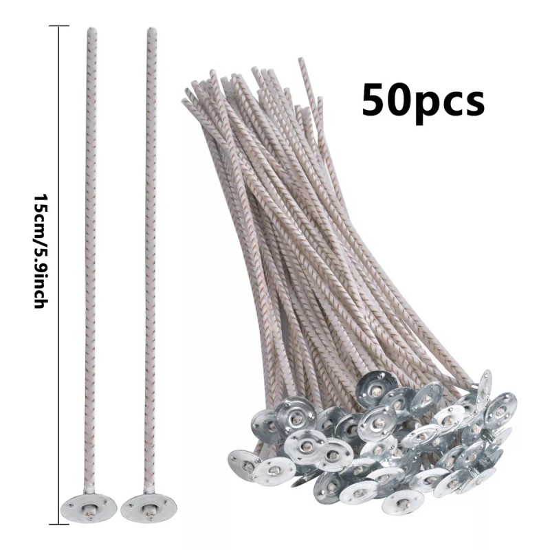 Dokpav 50piezas Pabilo 15cm Mechas De Vela Algodón Armado Encerado