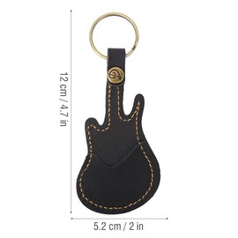 Guitar Pick Bag, with 5Pcs Guitar Picks (Color Random), Portable Leather Brass Guitar Pick Bag Sleeve Holder for Store Guitar Picks. (Black)