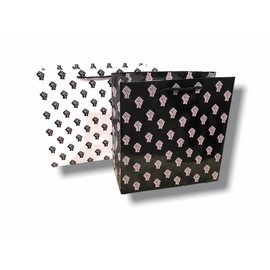 Makena Prints Black Power Gift Bags Size: 13" x 10.47" x 5.75". Holds up to 8lbs. Suitable for Birthdays, Baby Showers, Weddings, and more. Black, White (Black)