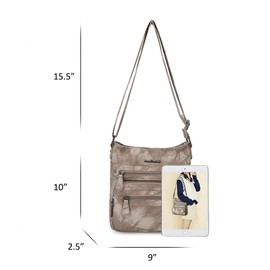 Angel Barcelo Crossover Purse and Handbags Crossbody Bags for Women,Ultra Soft Leather Neatpack Bag Shoulder Purses KHAKI