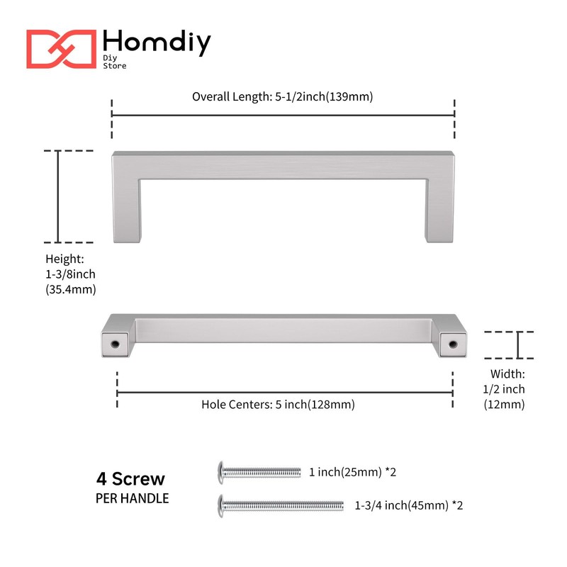 homdiy 10 Pack 5 Inch Brushed Nickel Cabinet Pulls Cabinet