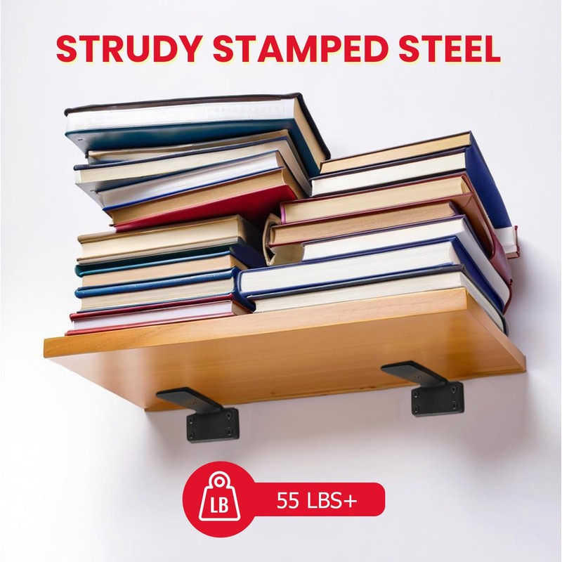 4 Inch Heavy Duty Floating Shelf Brackets,Hidden Black Metal L