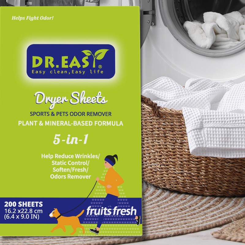 Dr.Easy SPORTS & PETS ODOR REMOVER Fruits Fresh Dryer Sheets,200