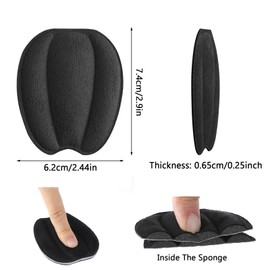 Classicseali Pack of 4 Heel Pads for Shoes, Heel Protection for Shoes, Friction, Shoe Pads, Heel Too Large and Loose, Soft Non-Slip Cotton Heel Holder, Men and Women, Black