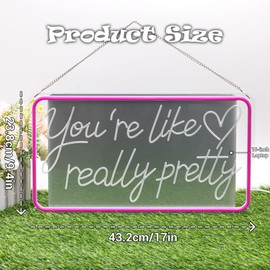 You're Like Really Pretty Neon Signs for Wall Decor, Pink Aesthetic LED Neon Sign Light for Teen Girls Room Decor, Bedroom, Salon, Wedding Party (Pink)