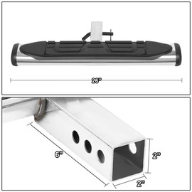 Auto Dynasty Universal 26 Inches Stainless Steel Oval Rear Tow Hitch Step Bar Board for 2 Inches Receiver Pickup Truck SUV Trailer