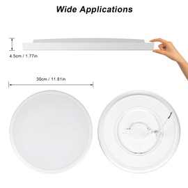 2 Pack 12 Inch Round LED Ceiling Light Fixture, 24W 6500K Cool White Outdoor/Indoor LED Ceiling Light IP54 Waterproof Ceiling Lamp for Porch, Hallway, Bathroom, Living Room, Laundry, Bedroom