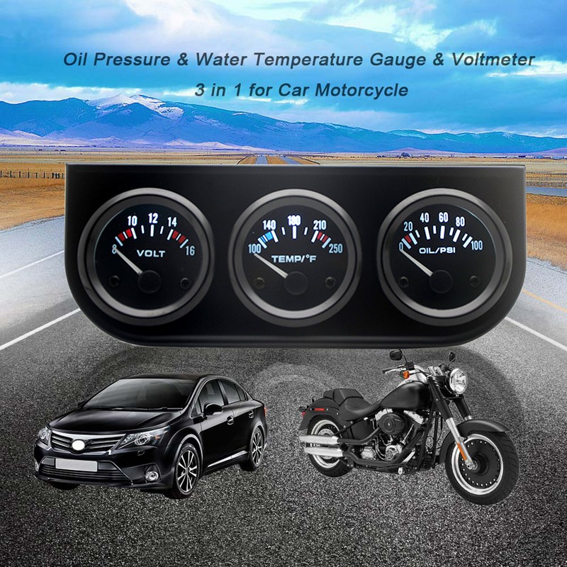 3 in 1 Car Meter Auto Gauge Voltmeter Water Gauge
