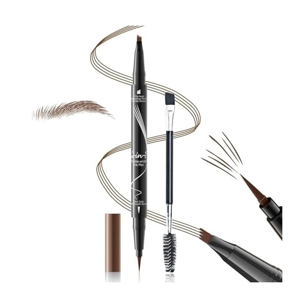 Eyebrow Pencils for Women 2-in-1 Dual-Ended, Microblading Eyebrow Pen 4-Fork-Tip