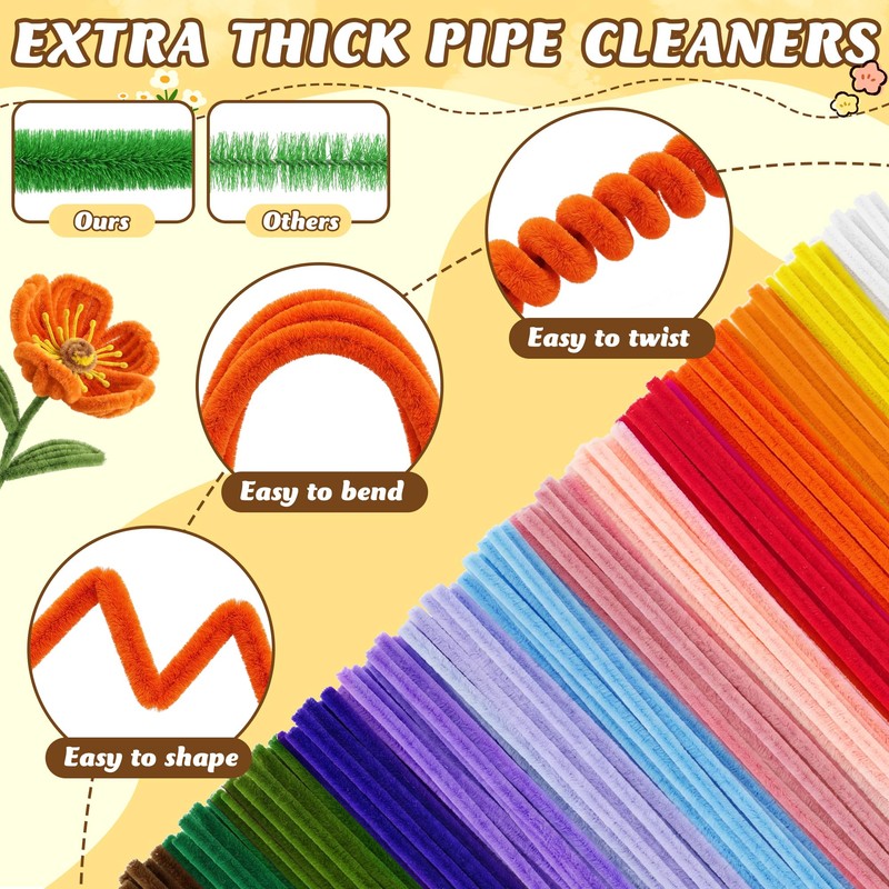 Pipe Cleaner Flower Kit, 700PCS Premium Pipe Cleaners Bulk with