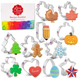 Cookie Cutters for Christmas and Every Season: 11-pc. Christmas, Easter, Halloween, St. Patrick's Day & More Made in USA by Ann Clark Cookie Cutters