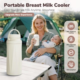 EASYVAVA Lock-Cold PRO Breast Milk Cooler Bottle - 360° Cooling for 24H Freshness,22oz BPA-Free Portable Breastmilk Storage TSA-Approved for Travel,Office & Night Pumping,Beastfeeding Essentials