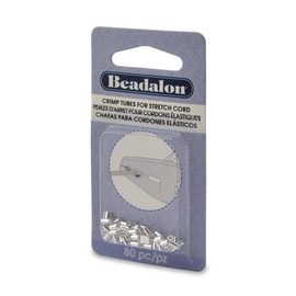 Beadalon 80-Piece Crimp Silver Plate Stretch Cord, 0.5mm
