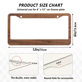 Brown Wood Pattern License Plate Frames 2PCS Car License Plate Holder with Screw Caps Cover Set Automotive Parts Decoration for US Vehicles