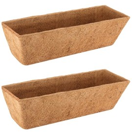 VOXOR 2PCS 24 Inch Trough Coco Coir Liners, Pre-Formed Natural Coconut Fiber Replacement Liners for Window Boxes, Fence Flower Baskets, Wall Planters
