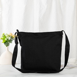 Covelin Women's Large Canvas Shoulder Bag Hobo Tote Handbag Casual Purse Black