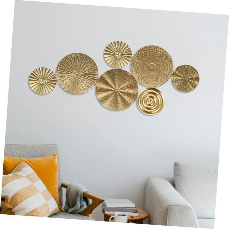 OSALADI 1set Metal Circle Wall Art Modern Decorative Sculpture for
