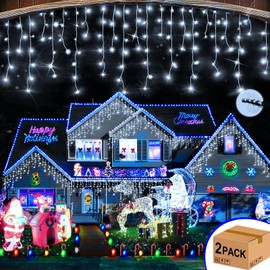 Hezbjiti 2Pack Total 800LED Icicle Lights 32.8FT Christmas Lights String Lights Outdoor Decoration 8 Modes 75 Drops Fairy Lights for Eaves Party Yard Garden Xmas Decor