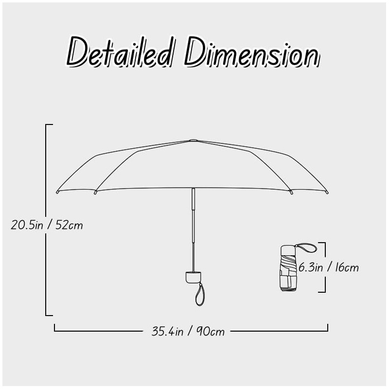 MOLHEM Backpack Folding Travel Umbrella,6 Ribs Mini Compact Sun Umbrella,Uv