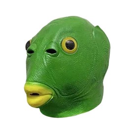YFFSFDC Green Fish Head Mask, Fishman Mask, Funny Mask, Animal Mask, Rubber Mask, Halloween, Cosplay, Green Head Monster, Costume Props (A)