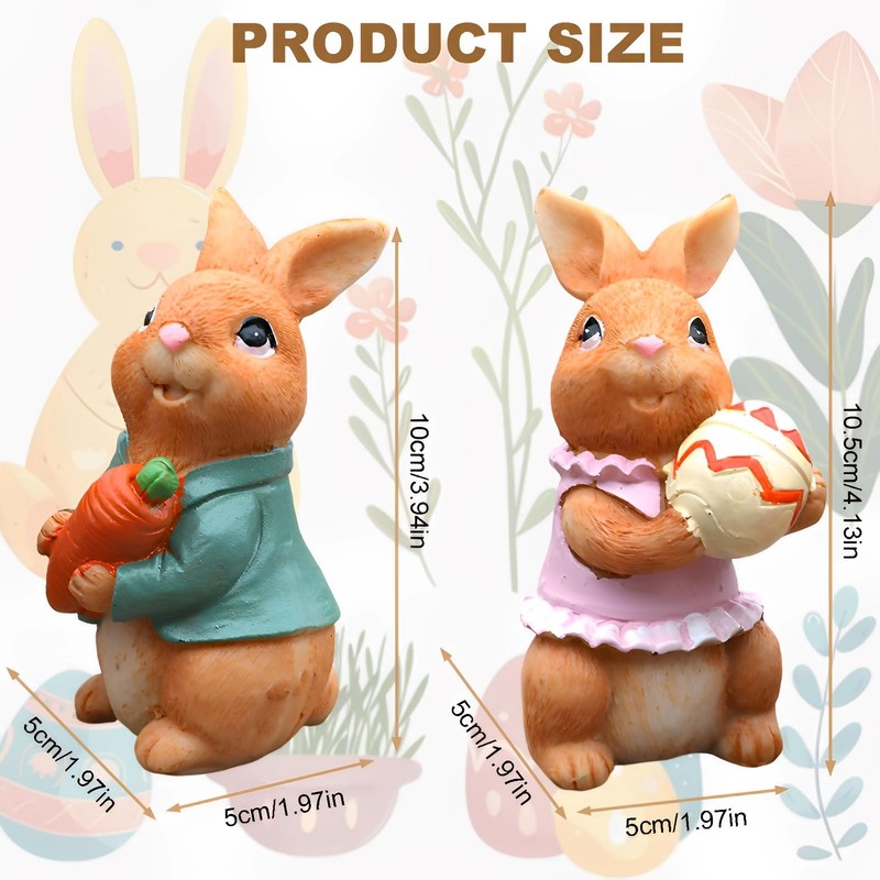 Pack of 2 Easter Bunny Figures, Easter Bunny Decorative Garden,