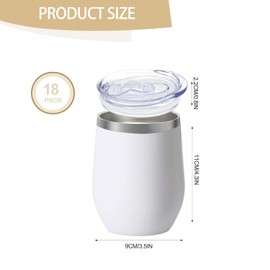 YOUKE OLA 18 Pack Stainless Steel Wine Tumbler with lid, 12oz Insulated Powder Coated Wine Tumbler Stemless Double Wall Vacuum Wine Glass Coffee Tumbler Bulk for Laser Engrave, DIY Gift, White