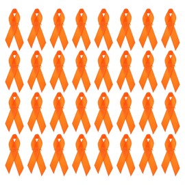 PATIKIL Ribbon Pins, 100Pcs Orange Awareness Ribbon Satin with Safety Pins for International Day
