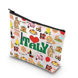 WCGXKO Italy Travel Gift i Love Italy Bag Gift For Italy Traveller Zipper Pouch Makeup Bag (Love Italy)