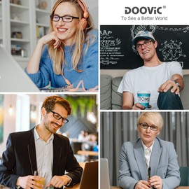 DOOViC Blue Light Blocking Reading Glasses 4 Pack Anti Eyestrain Stylish Classic Style Quality Computer Readers for Men Women 2.00 Strength